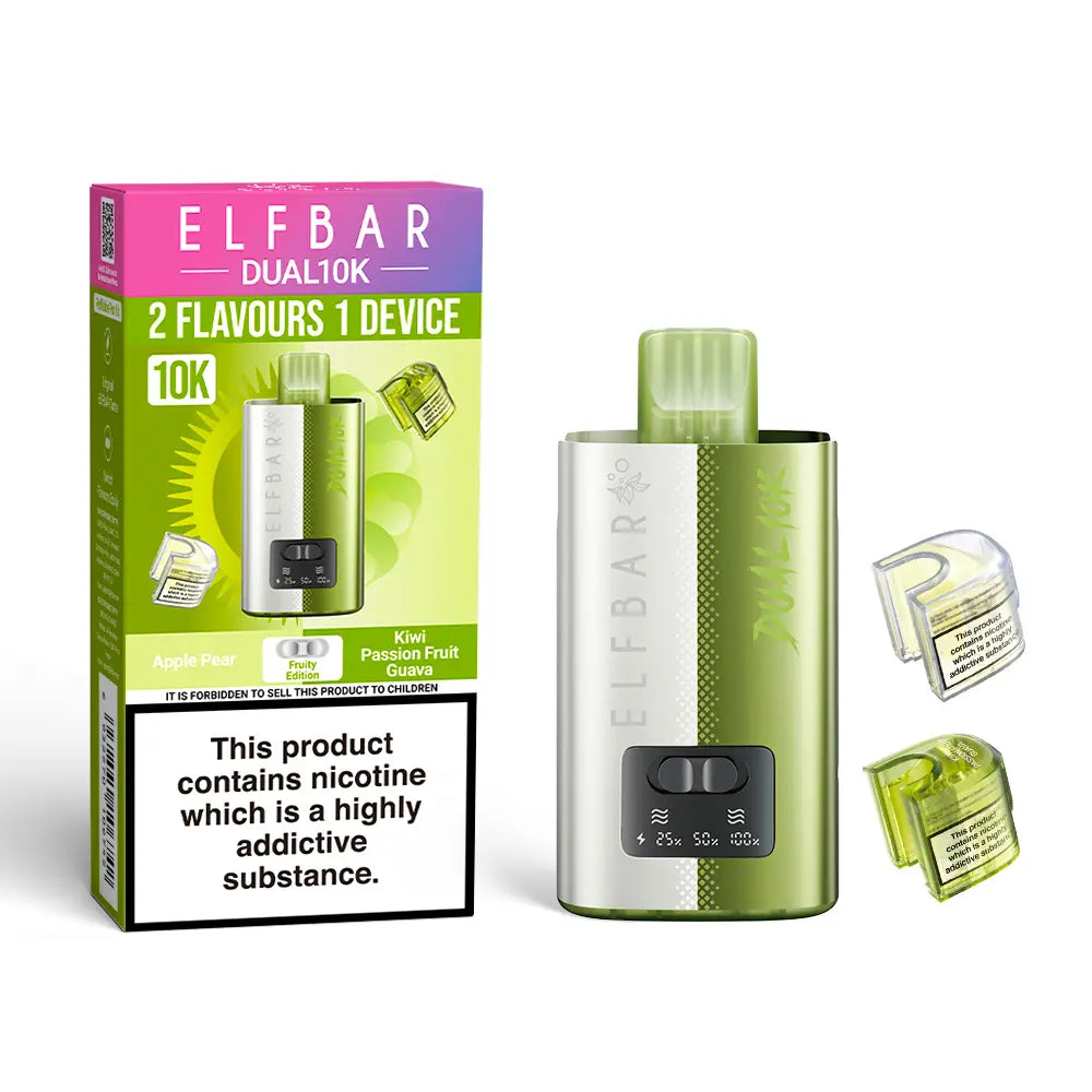 Elf Bar Dual 10K - Fruity Edition Kit - Kiwi Passionfruit Guava/Apple Pear