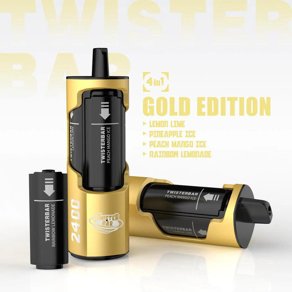 Twister Bar 4 in 1 2400 - Gold Edition: Lemonade + Orange Mango + Grape + Blue Razz Ice